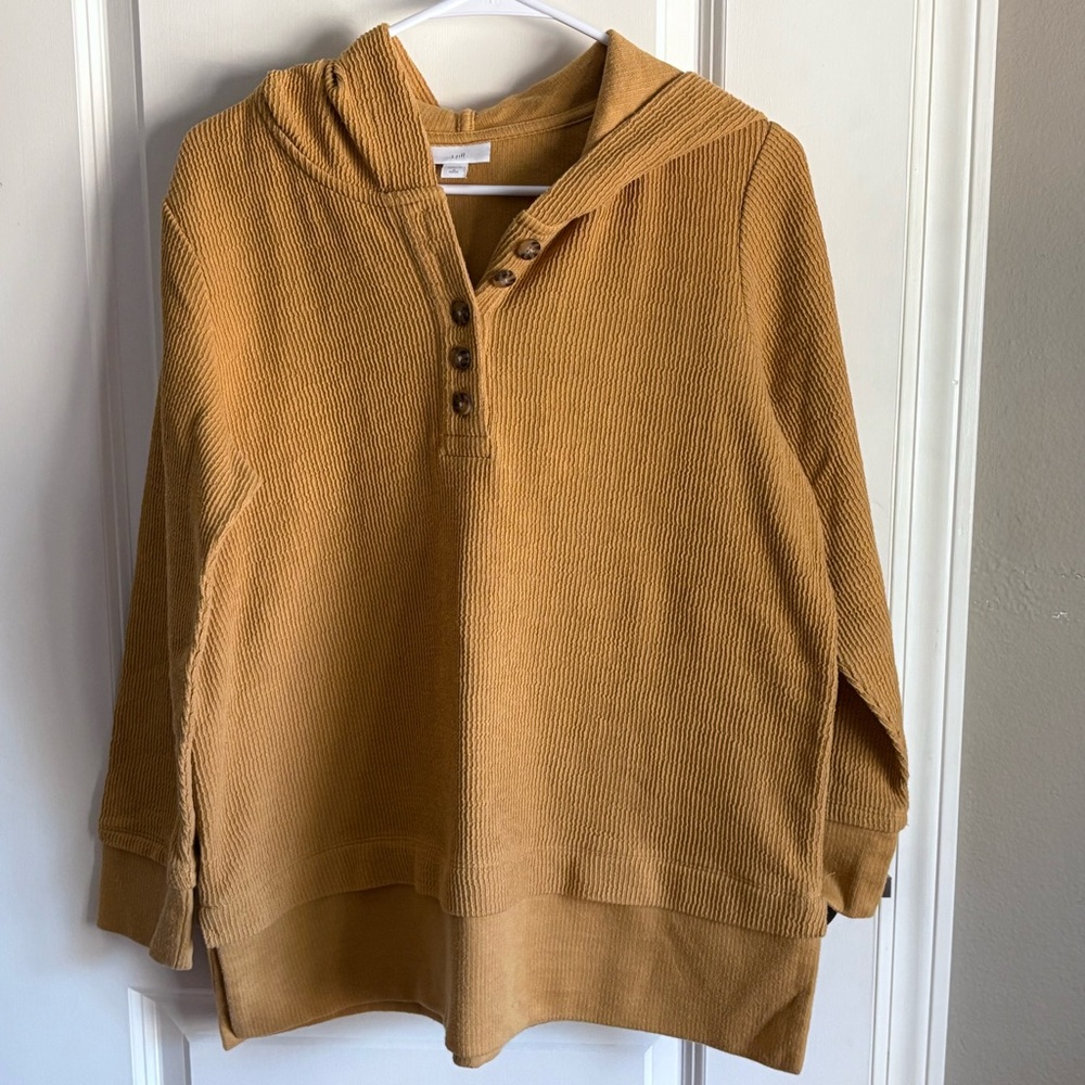J Jill Gold hooded top with button front